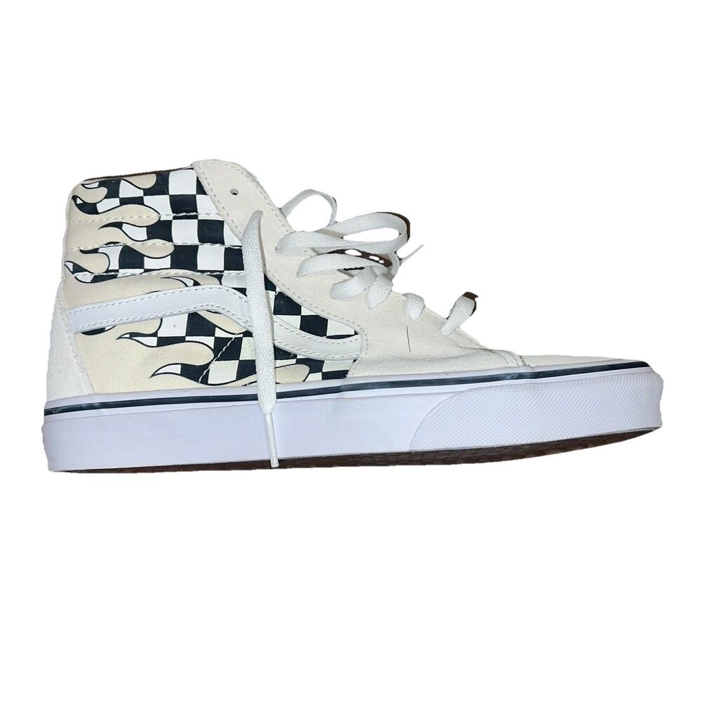 ONE SHOE ONLY NEW VANS Sk8-Hi Checkerboard Flame White Suede Mens 7.5 Womens 9